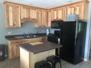Cedar Rapids Lodge Cabin 9 kitchen area